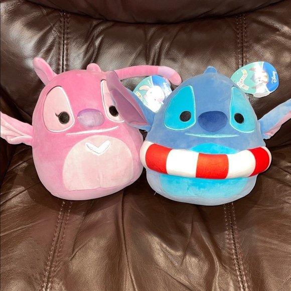 Disney Angel and Stitch Pink and Blue Plush Toys Squishmallows - Picture 1 of 7